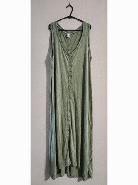 Daily Practice Sleeveless Cotton Maxi Dress Sage green washed out size large